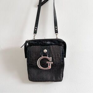 Guess Black Crossbody Bag with Silver Accents Y2K